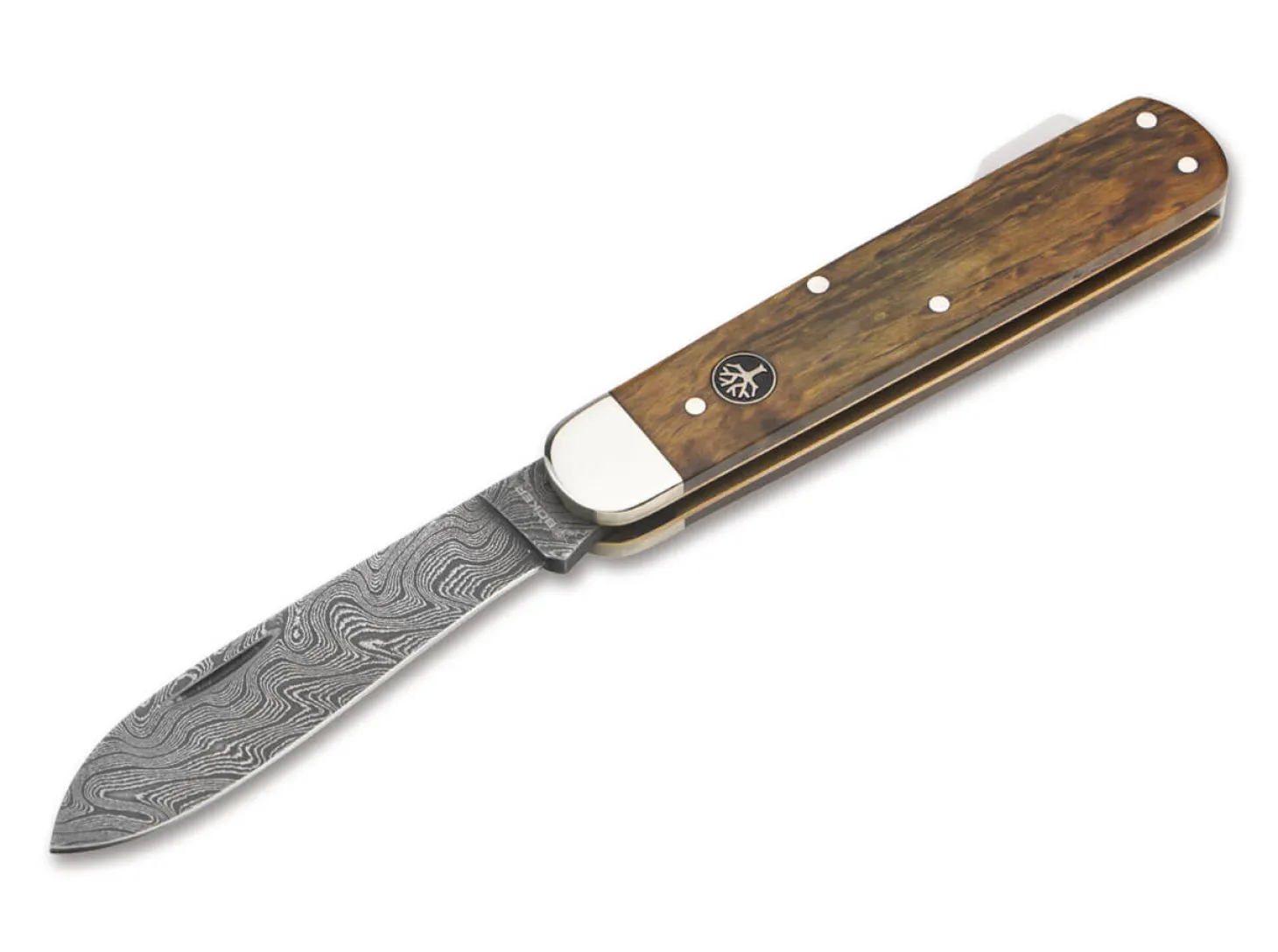 Jagdmesser Mono Damast Maserbirke Braun
