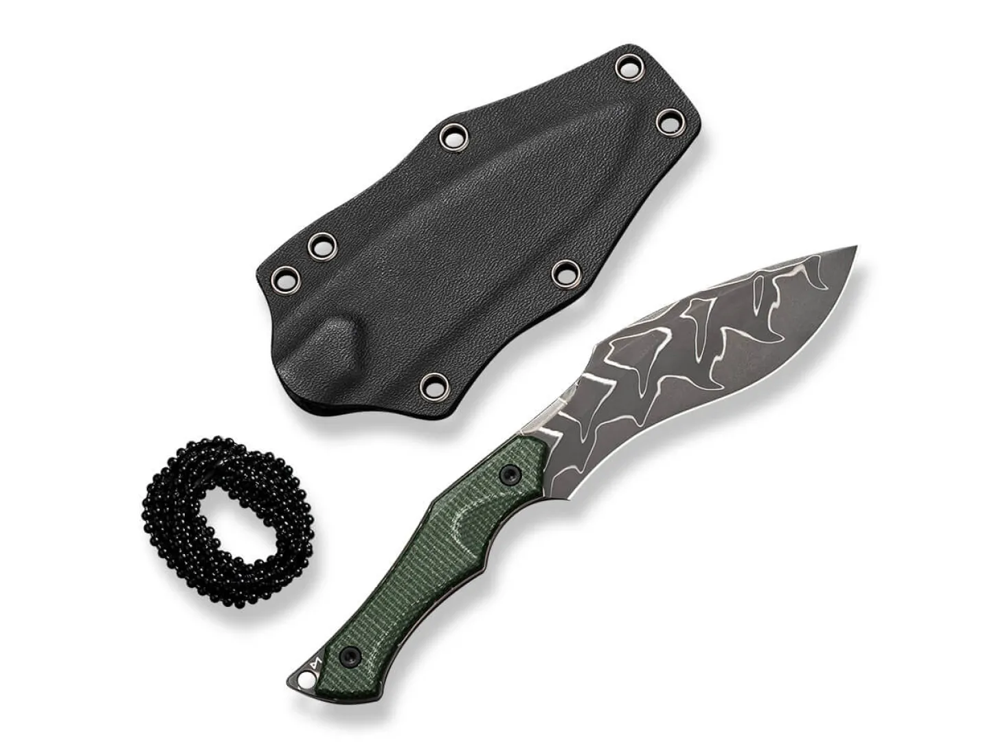 Vaquita II Micarta Green Damascus