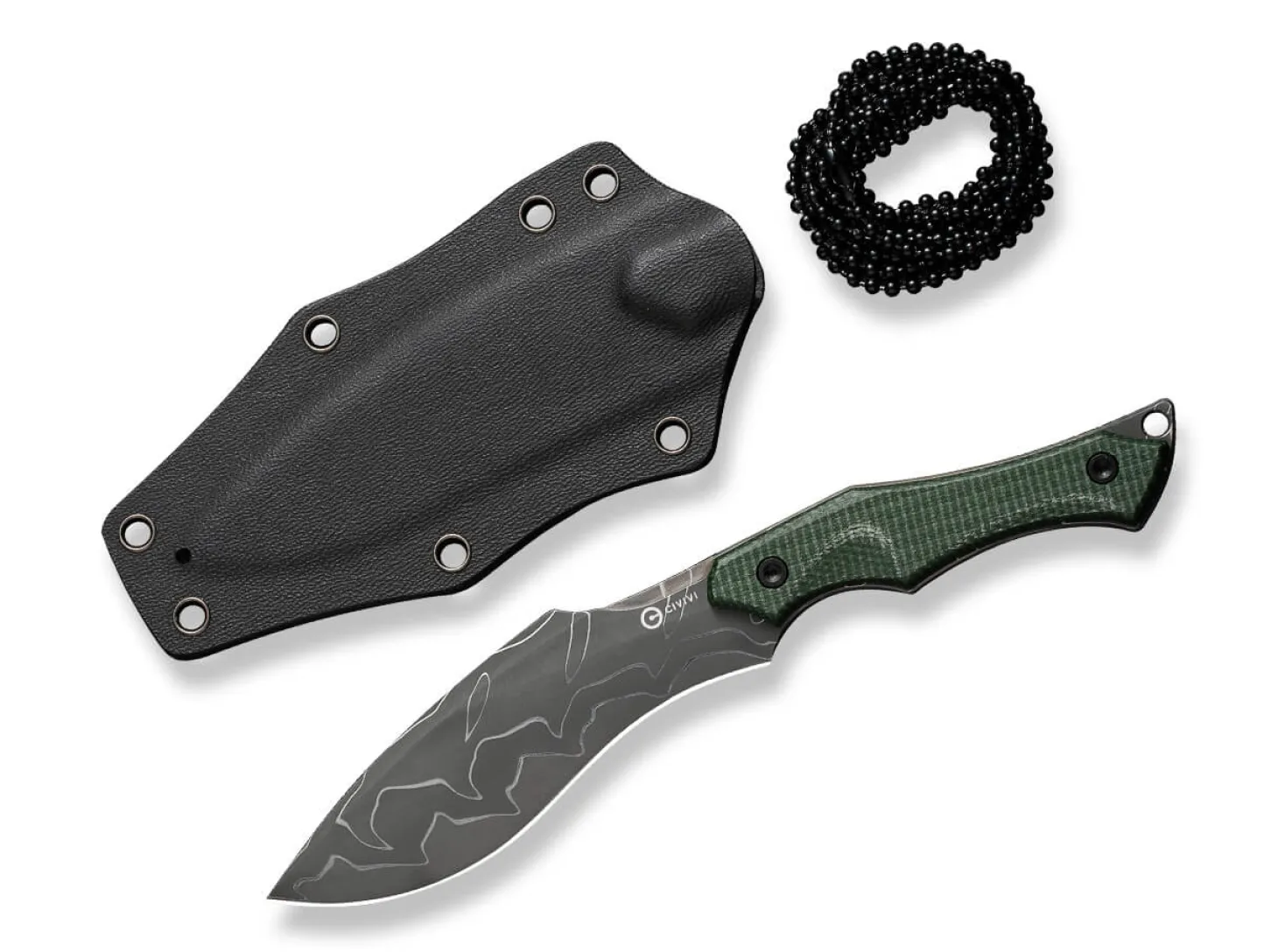 Vaquita II Micarta Green Damascus